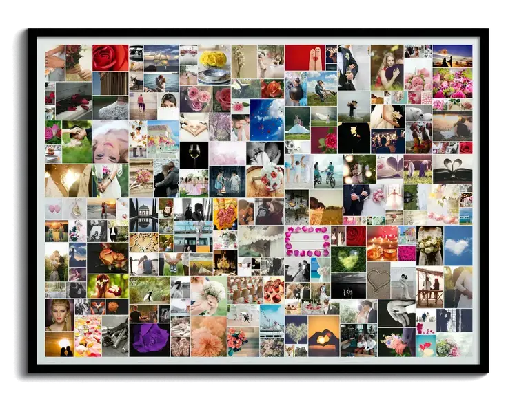 Crea collage con duecento 200 foto in disposizione casuale