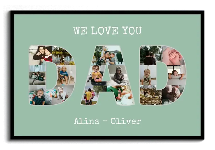 Regalo foto personalizzato Festa del papa con lettere DAD WE LOVE YOU