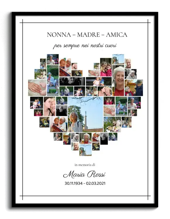 Fotocollage Commemorazione Funerale cuore chiaro