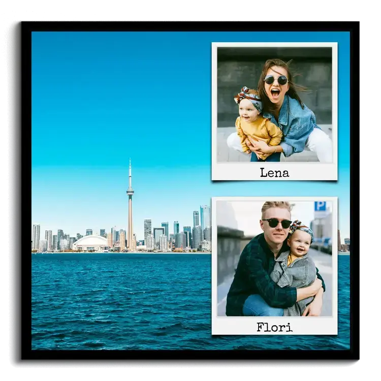 Ricordo di vacanza come collage elegante con foto polaroid