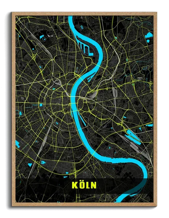 Mappa di Colonia in stile neon notturno