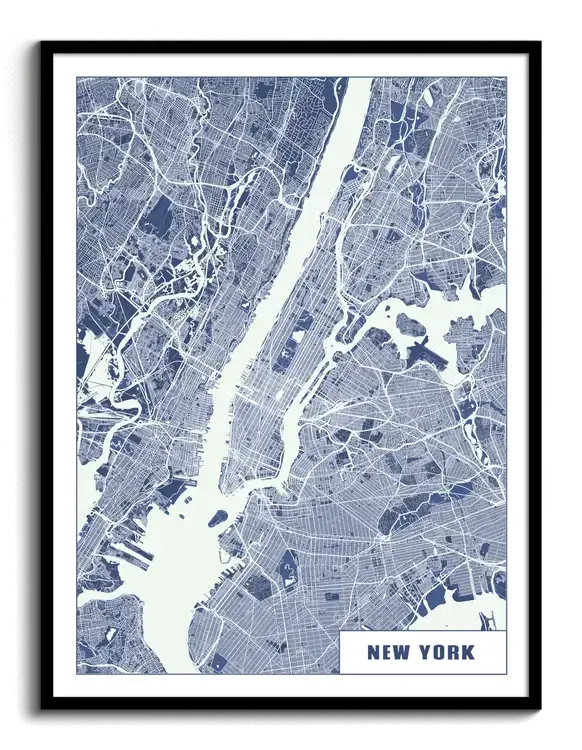 Mappa personalizzata di New York City in formato poster con cornice