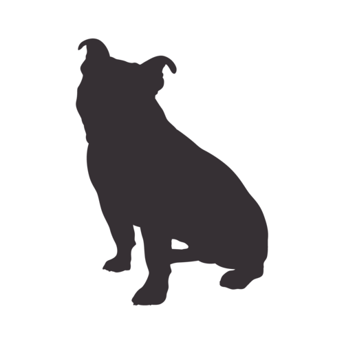 Silhouette di cane Old English Bulldog seduto
