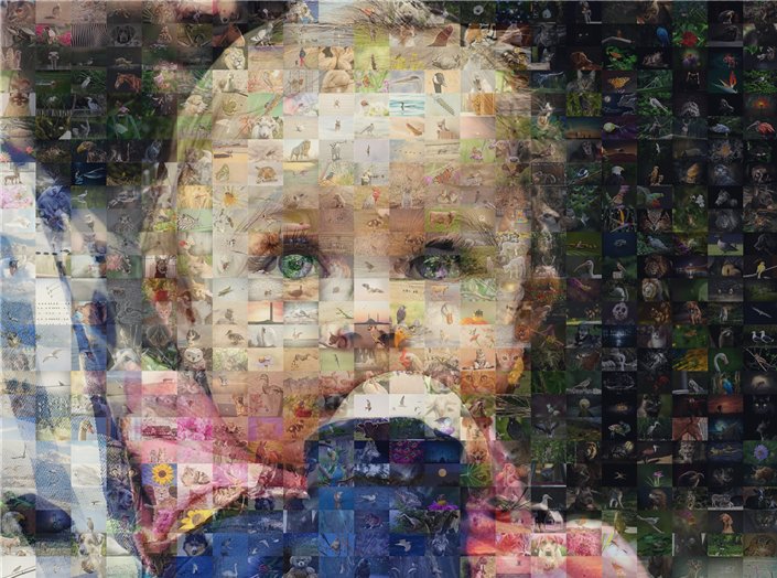 Immagine di mosaico di bambino composto da molte foto